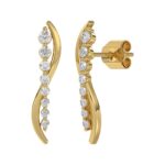 14K YELLOW GOLD 1/2CT ROUND DIAMOND LADIES EARRINGS - Image 3