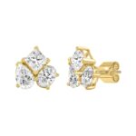14K YELLOW GOLD 3.00CT PEAR/OVAL/PRINCESS DIAMOND LADIES EARRING - Image 3