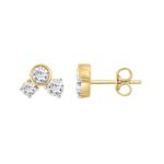 3/4CT Yellow Gold 10K Round Diamond Fashion Earrings for Women (Color F-G Clarity VS1/VS2) - Image 2