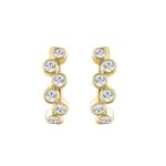 Elegant Ladies 10K Yellow Gold 3/4CT Round Lab Grown Diamond Fancy Hoop Earrings  (Color F-G -Clarity VS1/VS2)