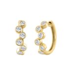 Elegant Ladies 10K Yellow Gold 3/4CT Round Lab Grown Diamond Fancy Hoop Earrings  (Color F-G -Clarity VS1/VS2) - Image 3
