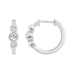 Elegant Ladies 14K White Gold 1/3CT Round Lab Grown Diamond Hoop Earrings  (Color F-G -Clarity VS1/VS2) - Image 2