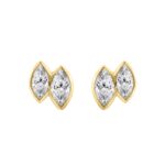 Elegant Ladies Earring 10K Collection Linked Hearts Yellow Gold 1.00CT Marquise Lab Grown Diamond (Color F-G -Clarity VS1/VS2)