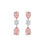 ETERNAL BLUSH COLLECTION 14K WHITE GOLD 5 1/2CT ROUND/ PINK PEAR DIAMOND LADIES EARRINGS