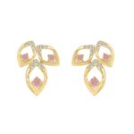 ETERNAL BLUSH COLLECTION LADIES EARRINGS 1/2CT ROUND DIAMOND 14K YELLOW GOLD (CENTER STONE PINK ROUND DIAMOND 1/3CT)