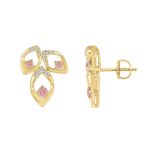 ETERNAL BLUSH COLLECTION LADIES EARRINGS 1/2CT ROUND DIAMOND 14K YELLOW GOLD (CENTER STONE PINK ROUND DIAMOND 1/3CT) - Image 2
