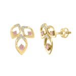 ETERNAL BLUSH COLLECTION LADIES EARRINGS 1/2CT ROUND DIAMOND 14K YELLOW GOLD (CENTER STONE PINK ROUND DIAMOND 1/3CT) - Image 3