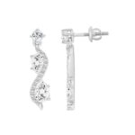 LADIES EARRINGS 1 1/2CT ROUND/PEAR DIAMOND 14K WHITE GOLD - Image 2