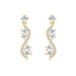 LADIES EARRINGS 1 1/2CT ROUND/PEAR DIAMOND 14K YELLOW GOLD