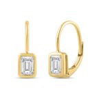 LADIES EARRINGS 1.00CT EMERALD DIAMOND 14K YELLOW GOLD - Image 3