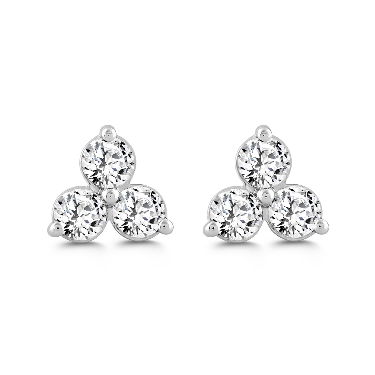LADIES EARRINGS 1.00CT ROUND DIAMOND 18K WHITE GOLD - Image 1