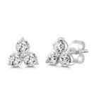 LADIES EARRINGS 1.00CT ROUND DIAMOND 18K WHITE GOLD - Image 3