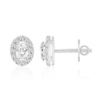 LADIES EARRINGS 1.00CT ROUND/OVAL DIAMOND 18K WHITE GOLD - Image 2