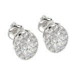 LADIES EARRINGS 1.00CT ROUND/OVAL DIAMOND 18K WHITE GOLD - Image 3