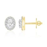 LADIES EARRINGS 1.00CT ROUND/OVAL DIAMOND 18K YELLOW GOLD - Image 2