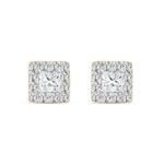 LADIES EARRINGS 1.00CT ROUND/PRINCESS DIAMOND 18K YELLOW GOLD