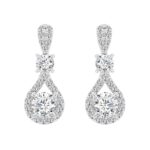 LADIES EARRINGS 3 1/2 CT ROUND DIAMOND 14K WHITE GOLD (CENTER STONE ROUND DIAMOND 2CT )