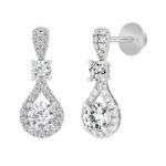 LADIES EARRINGS 3 1/2 CT ROUND DIAMOND 14K WHITE GOLD (CENTER STONE ROUND DIAMOND 2CT ) - Image 3