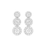 LADIES EARRINGS 3 3/4CT ROUND DIAMOND 14K WHITE GOLD (CENTER STONE ROUND DIAMOND 1 1/3C T )