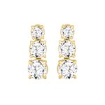 LADIES EARRINGS 3CT ROUND DIAMOND 14K YELLOW GOLD (CENTER STONE ROUND DIAMOND 1 1/2CT )