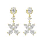 LADIES EARRINGS 3CT ROUND/MARQUISE/PEAR DIAMOND 14K YELLOW GOLD