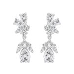 LADIES EARRINGS 4CT ROUND/MARQUISE/PEAR DIAMOND 14K WHITE GOLD