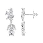 LADIES EARRINGS 4CT ROUND/MARQUISE/PEAR DIAMOND 14K WHITE GOLD - Image 3