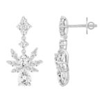 LADIES EARRINGS 7CT ROUND/MARQUISE/PEAR DIAMOND 14K WHITE GOLD - Image 2