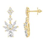 LADIES EARRINGS 7CT ROUND/MARQUISE/PEAR DIAMOND 14K YELLOW GOLD - Image 2