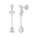 LADIES LINEAR EARRINGS  6CT MARQUISE/PEAR DIAMOND 14K WHITE GOLD - Image 3