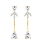 LADIES LINEAR EARRINGS  6CT MARQUISE/PEAR DIAMOND 14K YELLOW GOLD