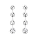 LADIES LINEAR EARRINGS 2CT ROUND DIAMOND 14K WHITE GOLD