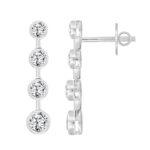 LADIES LINEAR EARRINGS 2CT ROUND DIAMOND 14K WHITE GOLD - Image 2