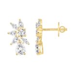 LADIES STUD EARRINGS 4 1/2CT PEAR/ROUND/MARQUISE DIAMOND 14K YELLOW GOLD - Image 2