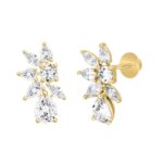 LADIES STUD EARRINGS 4 1/2CT PEAR/ROUND/MARQUISE DIAMOND 14K YELLOW GOLD - Image 3
