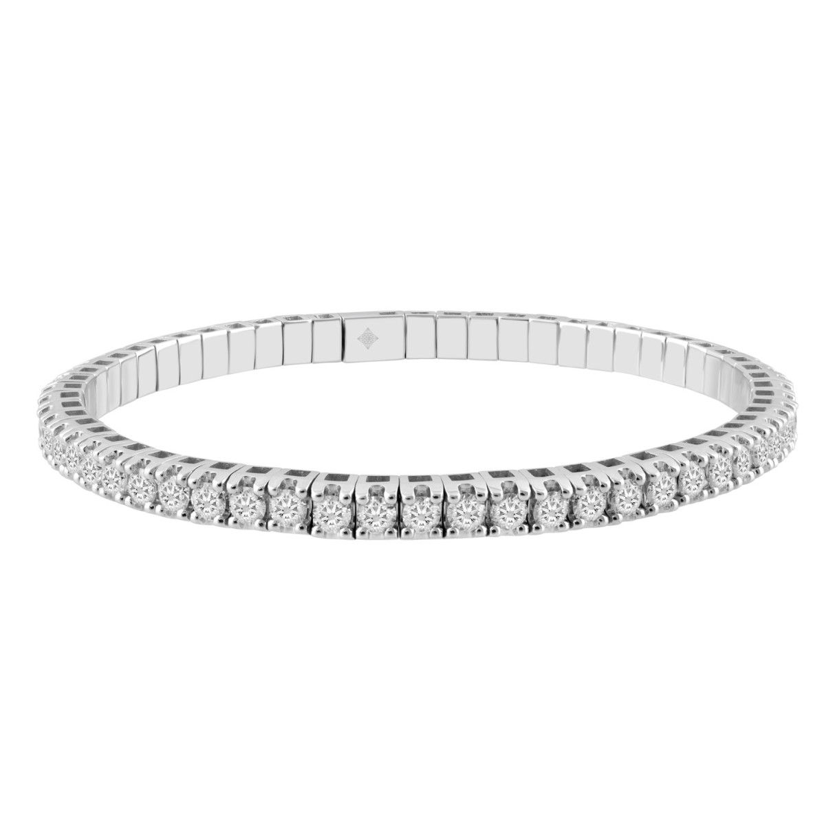 14K WHITE GOLD 4.00CT ROUND DIAMOND LADIES FLEXIBLE BANGLE - Image 1