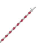 14K WHITE GOLD 6 7/8CT ROUND/RUBY OVAL DIAMOND LADIES BRACELET (OVAL RUBY 6 1/6CT) - Image 2
