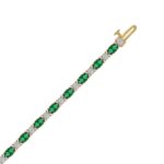 14K YELLOW GOLD 6 7/8CT ROUND/EMERALD OVAL DIAMOND LADIES BRACELET (EMERALD OVAL 6 1/6CT) - Image 2