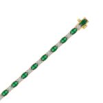 14K YELLOW GOLD 6 7/8CT ROUND/EMERALD OVAL DIAMOND LADIES BRACELET (EMERALD OVAL 6 1/6CT) - Image 3