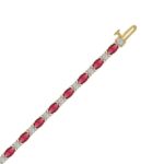 14K YELLOW GOLD 6 7/8CT ROUND/RUBY OVAL DIAMOND LADIES BRACELET (OVAL RUBY 6 1/6CT) - Image 2