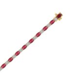 14K YELLOW GOLD 6 7/8CT ROUND/RUBY OVAL DIAMOND LADIES BRACELET (OVAL RUBY 6 1/6CT) - Image 3