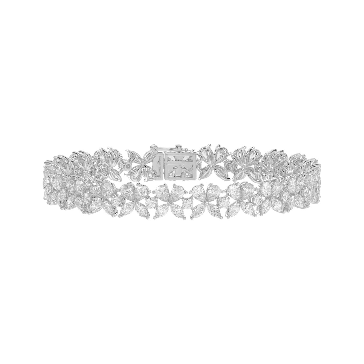 18K WHITE GOLD 11 1/4CT ROUND/PEAR/MARQUISE DIAMOND LADIES BRACELET - Image 1