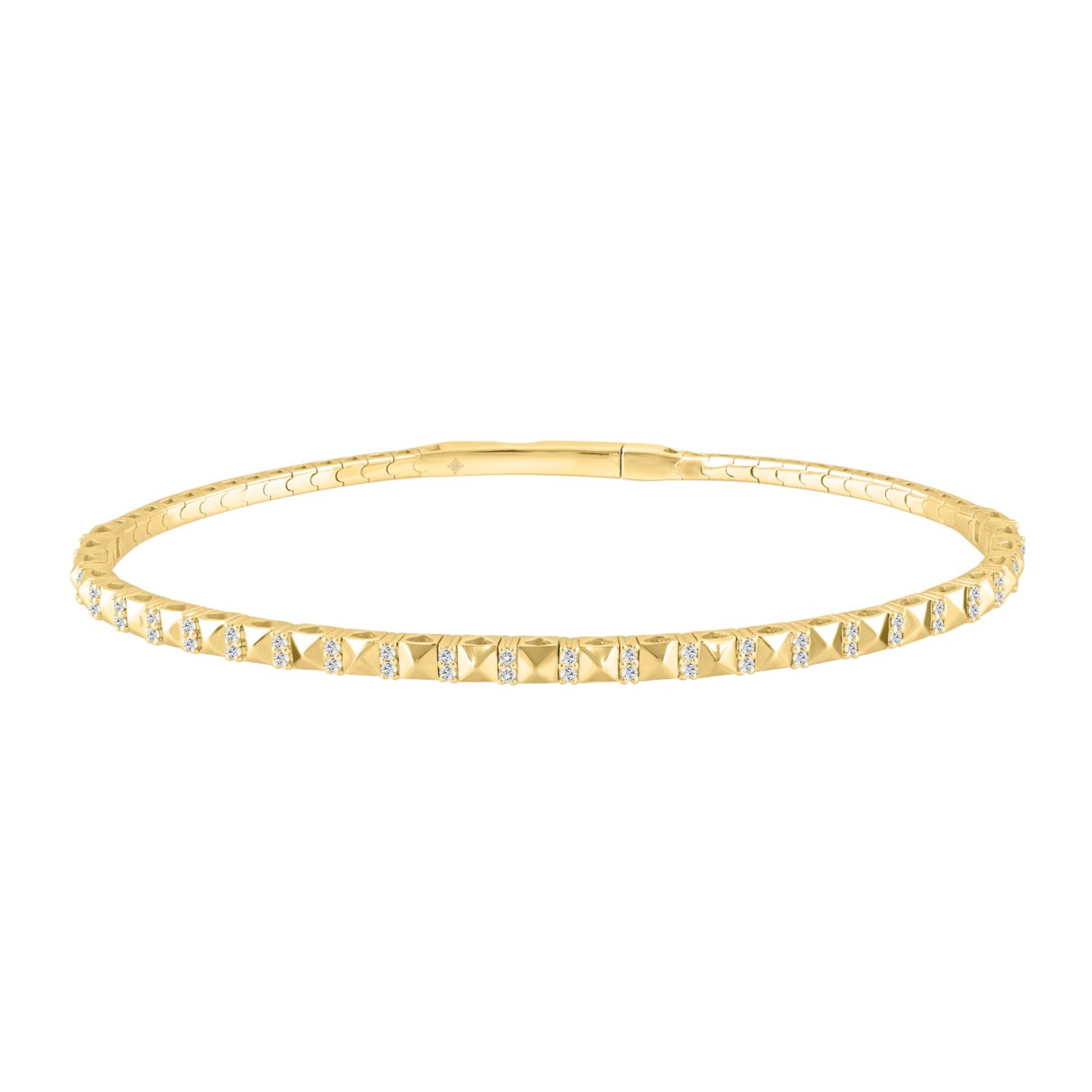 9K YELLOW GOLD 1/5CT ROUND DIAMOND LADIES BANGLE - Image 1