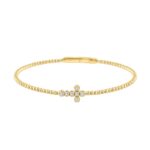 9K YELLOW GOLD 1/6CT ROUND DIAMOND LADIES BANGLE