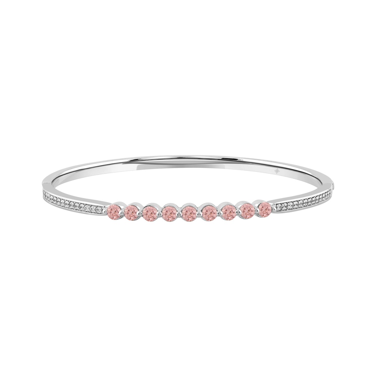ETERNAL BLUSH COLLECTION LADIES BANGLE 1 1/3CT ROUND DIAMOND 14K WHITE GOLD - Image 1