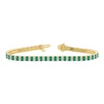 LADIES BRACELET 3CT ROUND/ROUND GREEN EMERALD DIAMOND 14K YELLOW GOLD (ROUND GREEN EMERALD DIAMOND 2 3/4CT )
