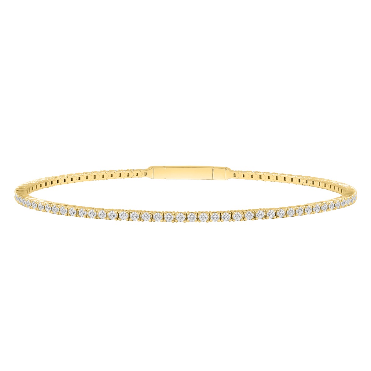 LADIES FLEXIBLE BANGLE 5CT ROUND DIAMOND 14K YELLOW GOLD - Image 1