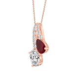 14K ROSE GOLD 2.00CT ROUND/OVAL/RUBY PEAR DIAMOND LADIES PENDANT - Image 3
