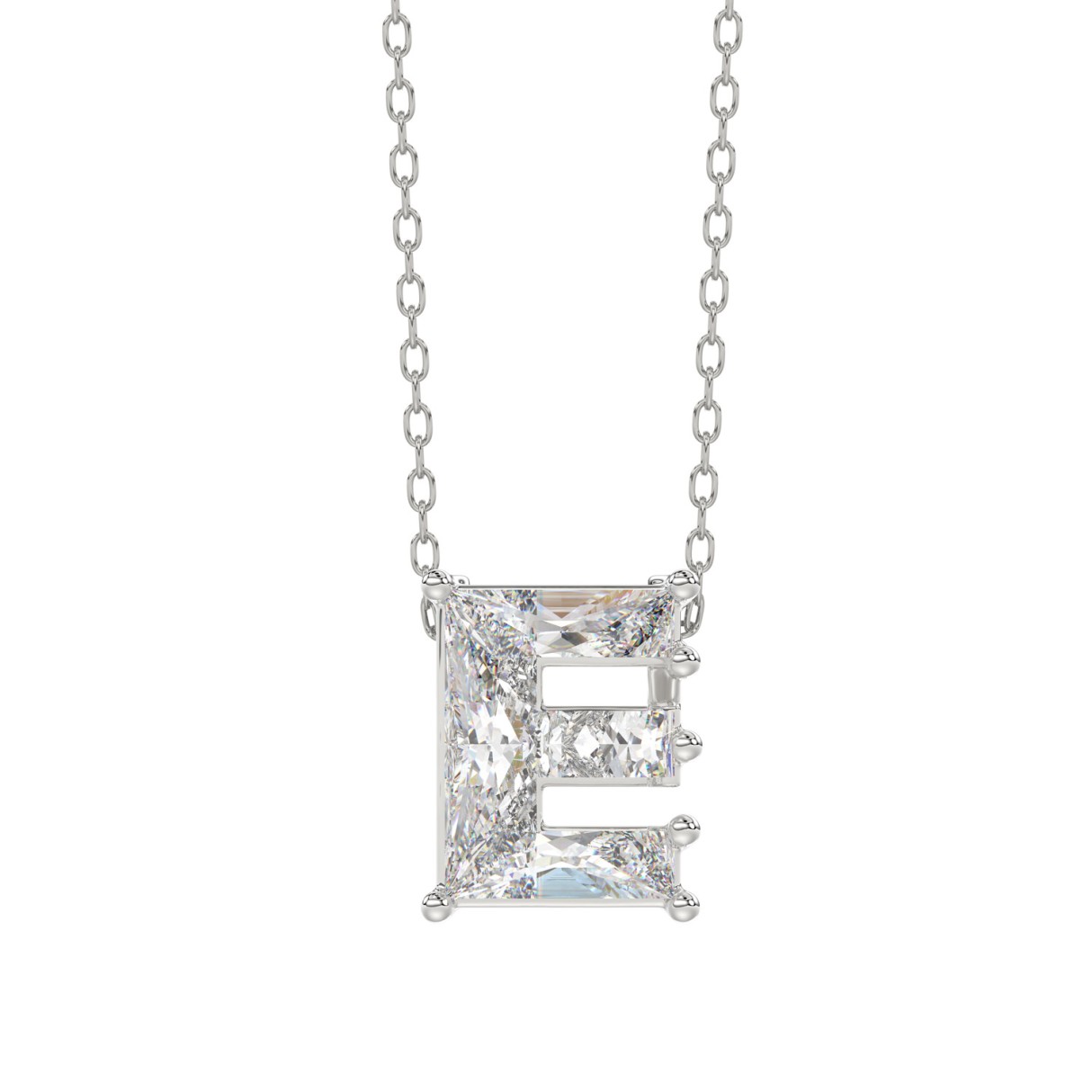 14K WHITE GOLD 1 1/2CT FANCY CUT ALPHABET DIAMOND LADIES PENDANT WITH CHAIN - Image 1