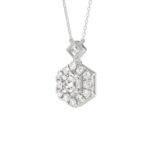 14K WHITE GOLD 1 1/2CT ROUND/HEXAGON DIAMOND LADIES PENDANT - Image 3